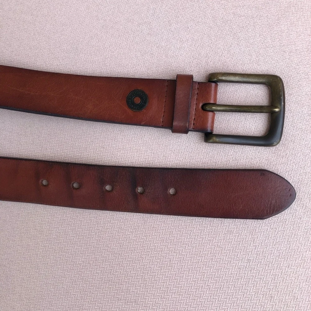 Levi’s Strauss & Co. Shotgun Leather Belt Brown Full Grain Brown Leather Size 38
